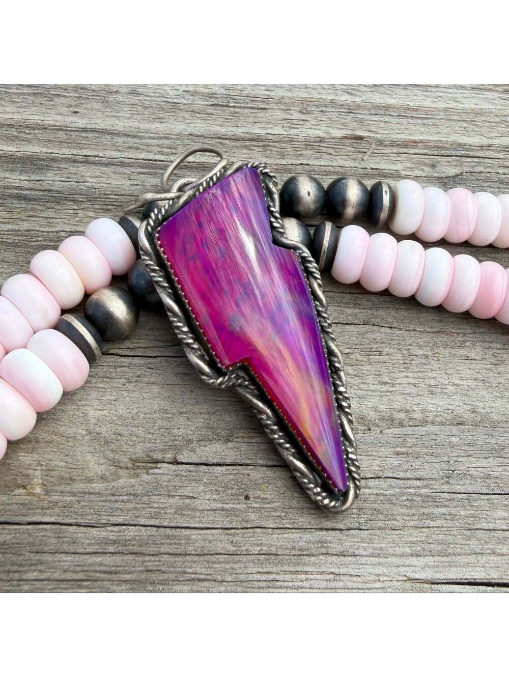 Aurora Opal Bolt Pendant- Silversmith Made